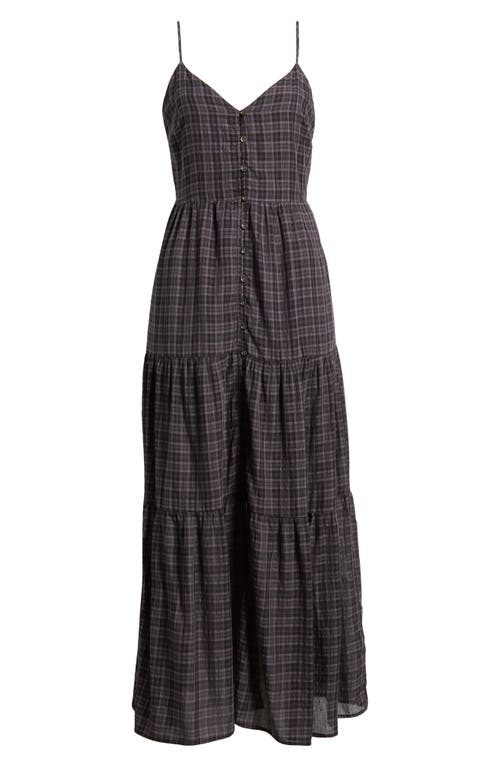 Shop Treasure & Bond Front Button Tiered Maxi Dress In Black Plaid