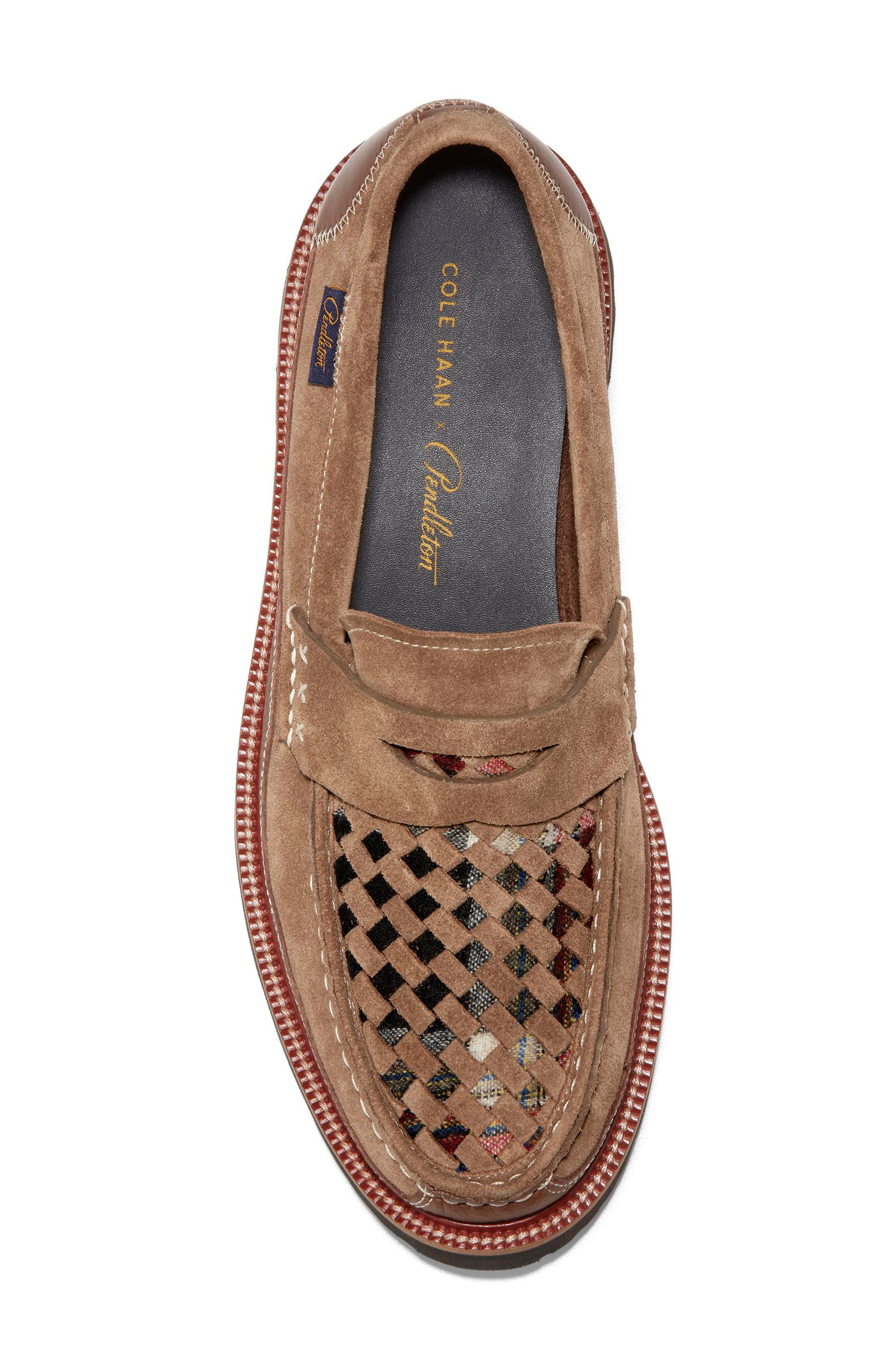 Cole Haan Men's Pendleton American Classic Leather Fabric Penny Loafers - 11.5M