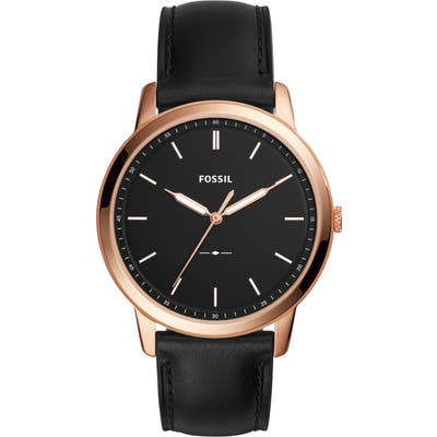 Fossil Minimalist Leather Strap Watch, 4m