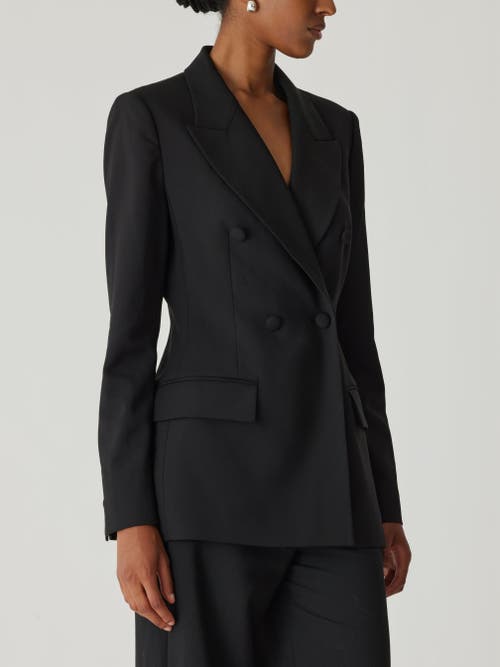 Rebecca Taylor Calvary Twill Double Breasted Blazer In Black