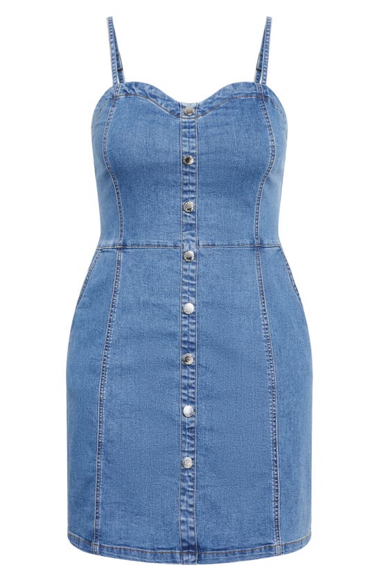 Shop City Chic Ashlynn Sleeveless Denim Dress In Light Wash