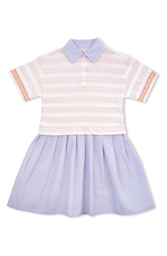 Shop The Sunday Collective Kids' Pleated Organic Cotton Polo Dress In Lilac