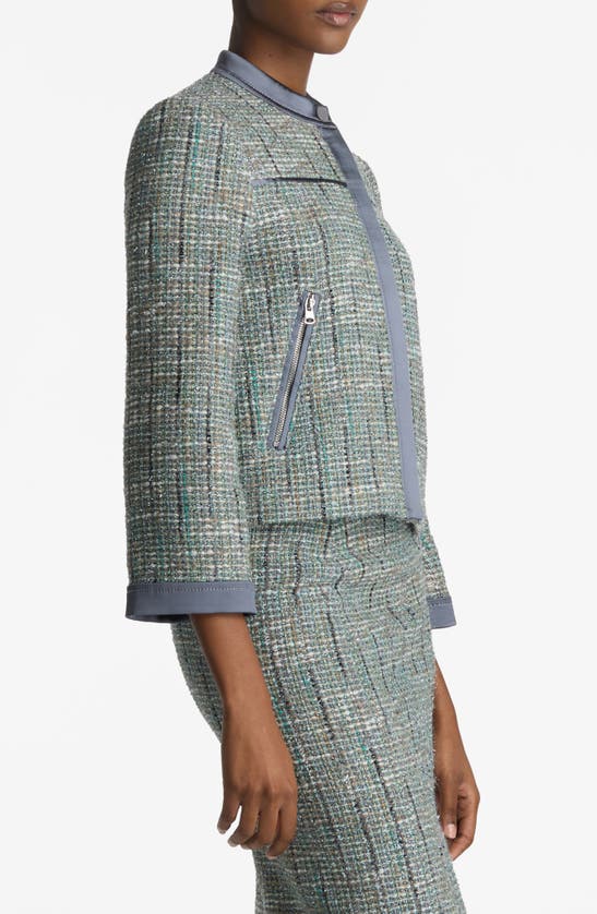 Shop St John St. John Collection Metallic Tweed Jacket In Slate Multi