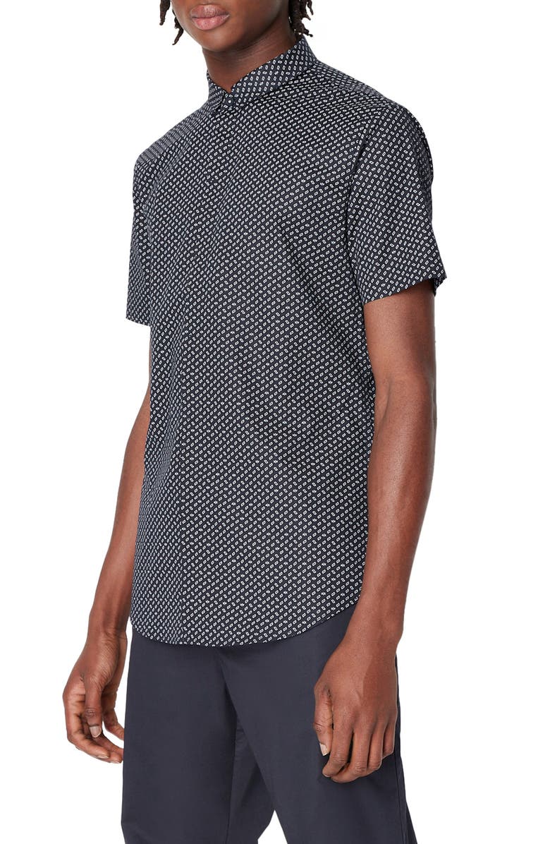 Armani Exchange Print Short Sleeve Stretch Cotton Button-Up Shirt |  Nordstrom