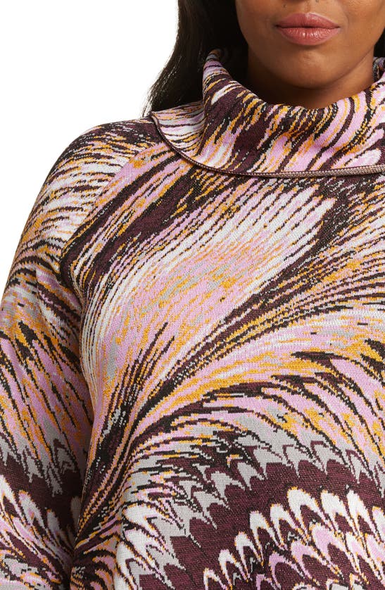Shop Marina Rinaldi X Mary Katranzou Metallic Jacquard Tunic Sweater In Pink Multi