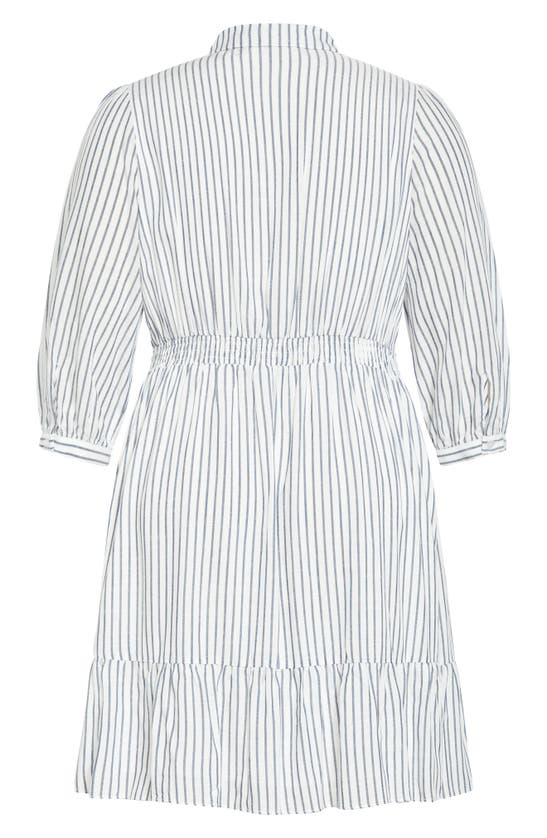 Shop City Chic Flynn Stripe Long Sleeve Shirtdress In Navy Stripe