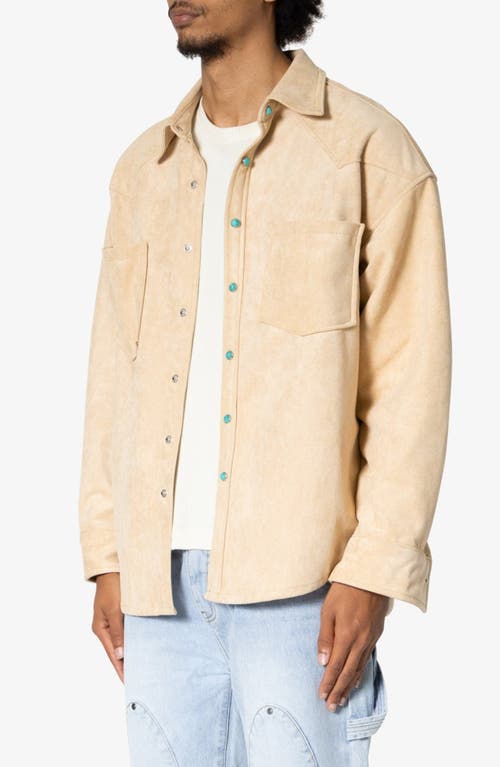 Shop Mnml Sand Faux Suede Shirt Jacket In Tan