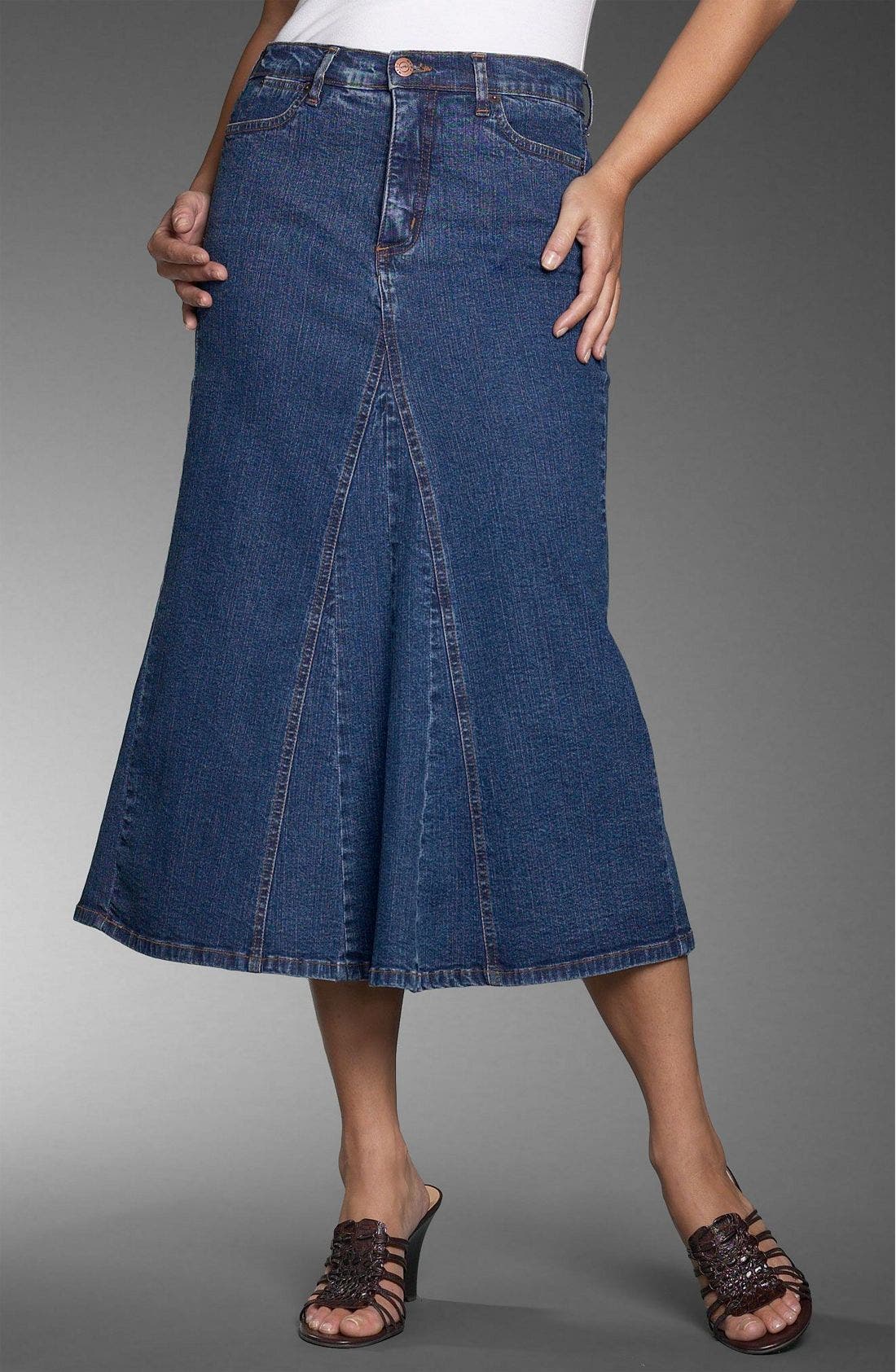 gored denim skirt