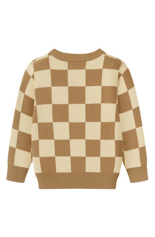 Shop Andy & Evan Kids' Thankful Dude Checkerboard Cotton Sweater In Brown Dude