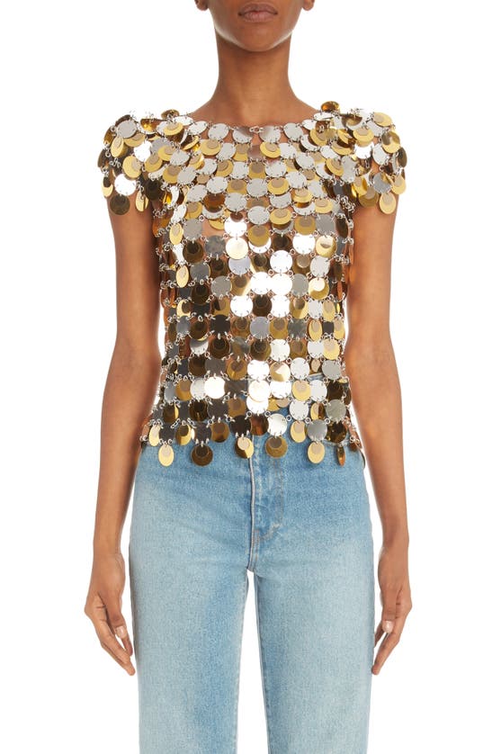 Paco Rabanne Paillette Top In Gold