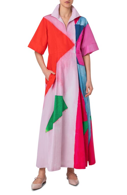 Akris Spectra Print Cotton Poplin Maxi Dress Poppy-Multicolor at Nordstrom,