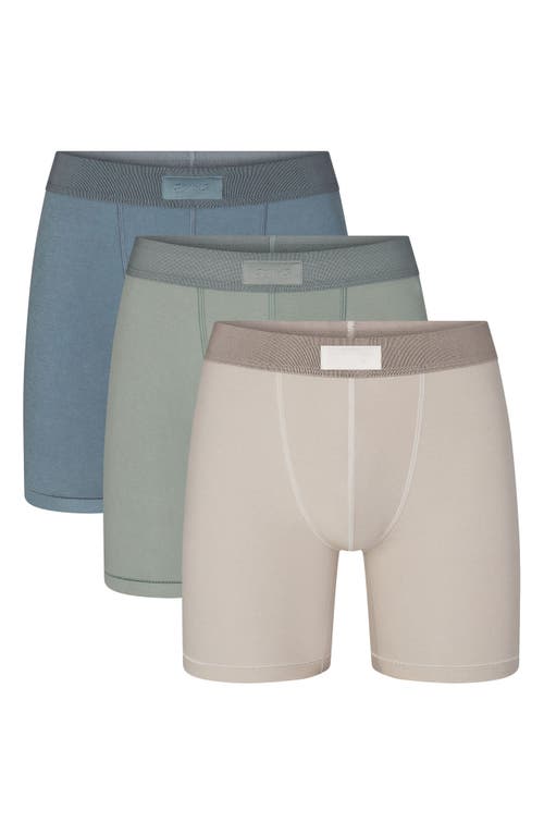 Shop Skims 3-pack 5-inch Stretch Cotton & Modal Boxer Briefs In Stone Multi