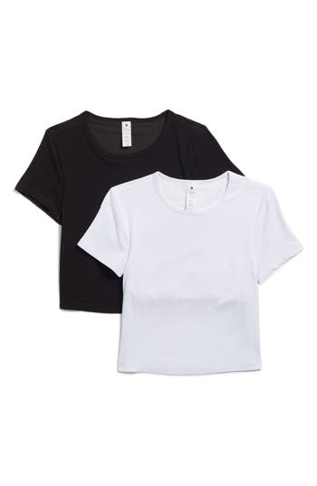 Yogalicious 2-pack Tara Heavenly Rib Crop T-shirts In Multi