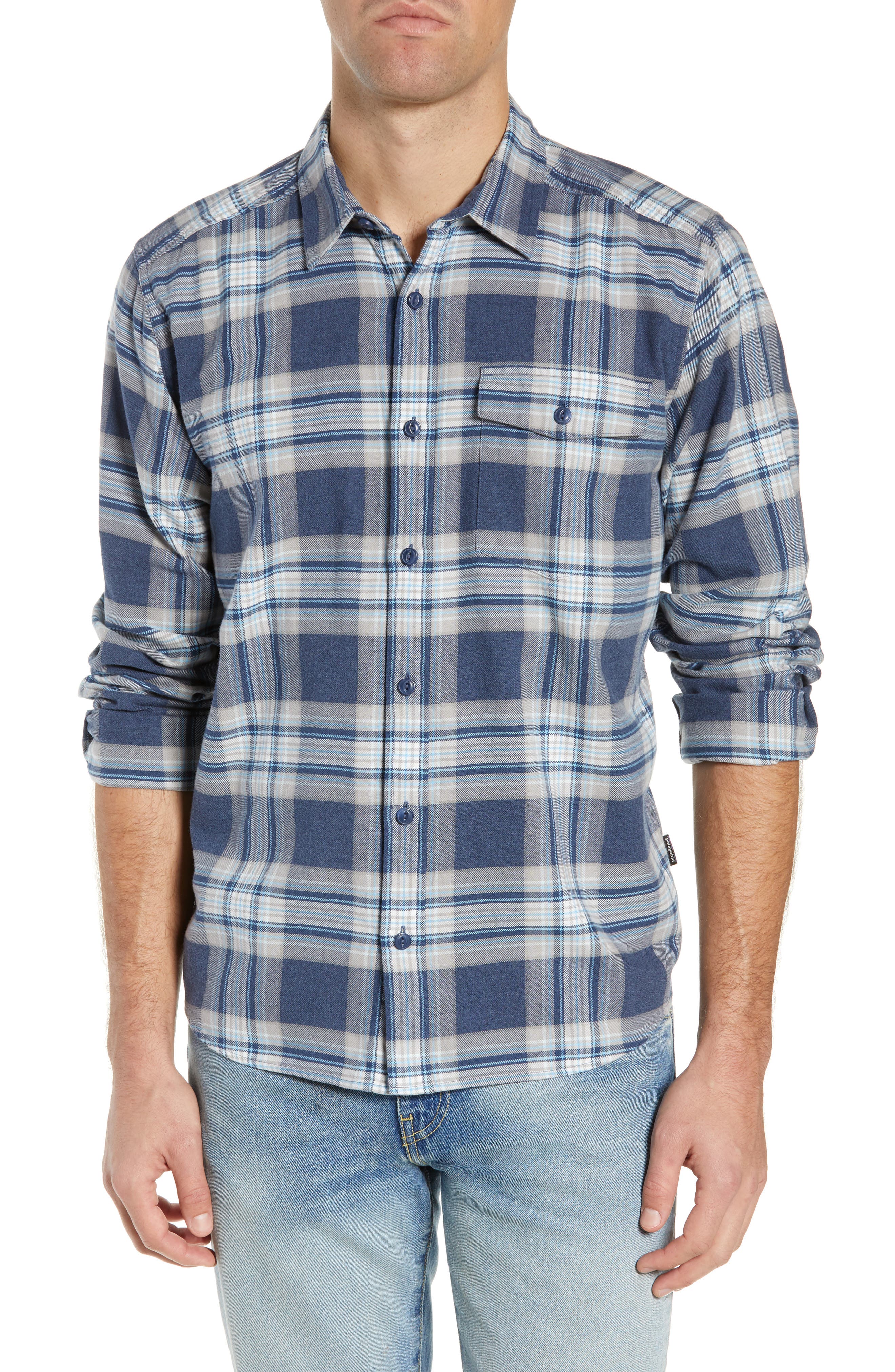 Patagonia Regular Fit Organic Cotton Flannel Shirt, Blue