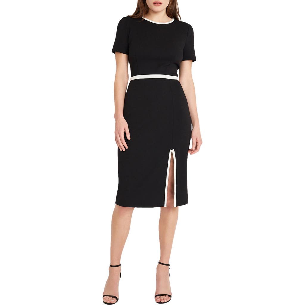 Donna Morgan For Maggy Scuba Crepe Midi Dress In Black/white