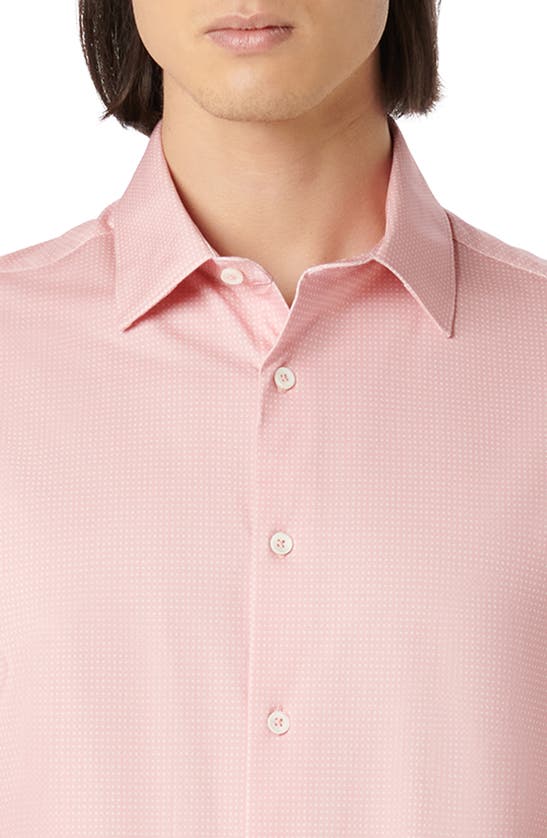 Shop Bugatchi Miles Ooohcotton® Pin Dot Short Sleeve Button-up Shirt In Salmon