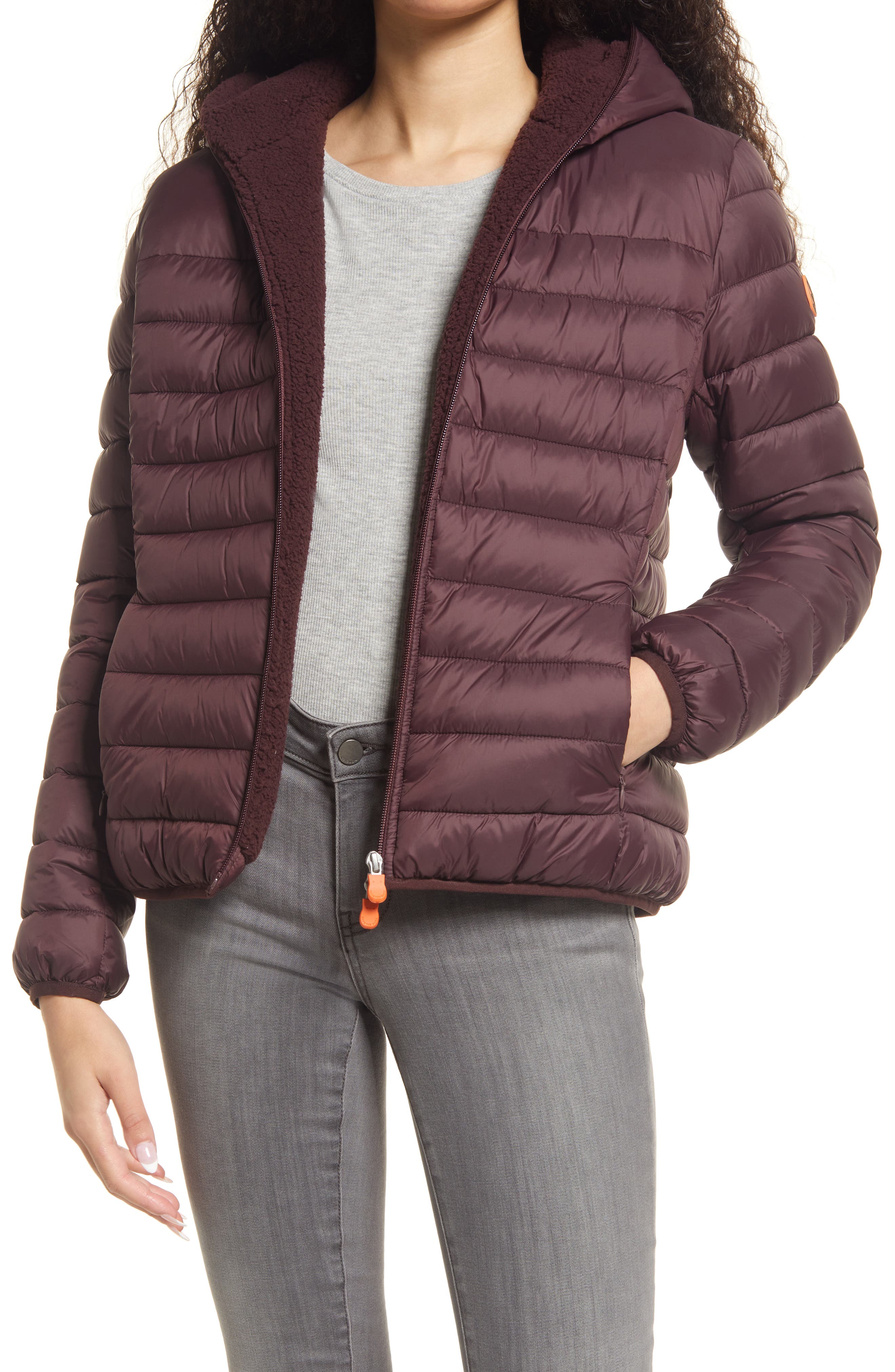 burgundy padded jacket