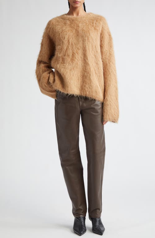 Totême Toteme Boxy Alpaca Blend Crewneck Sweater In Camel Melange