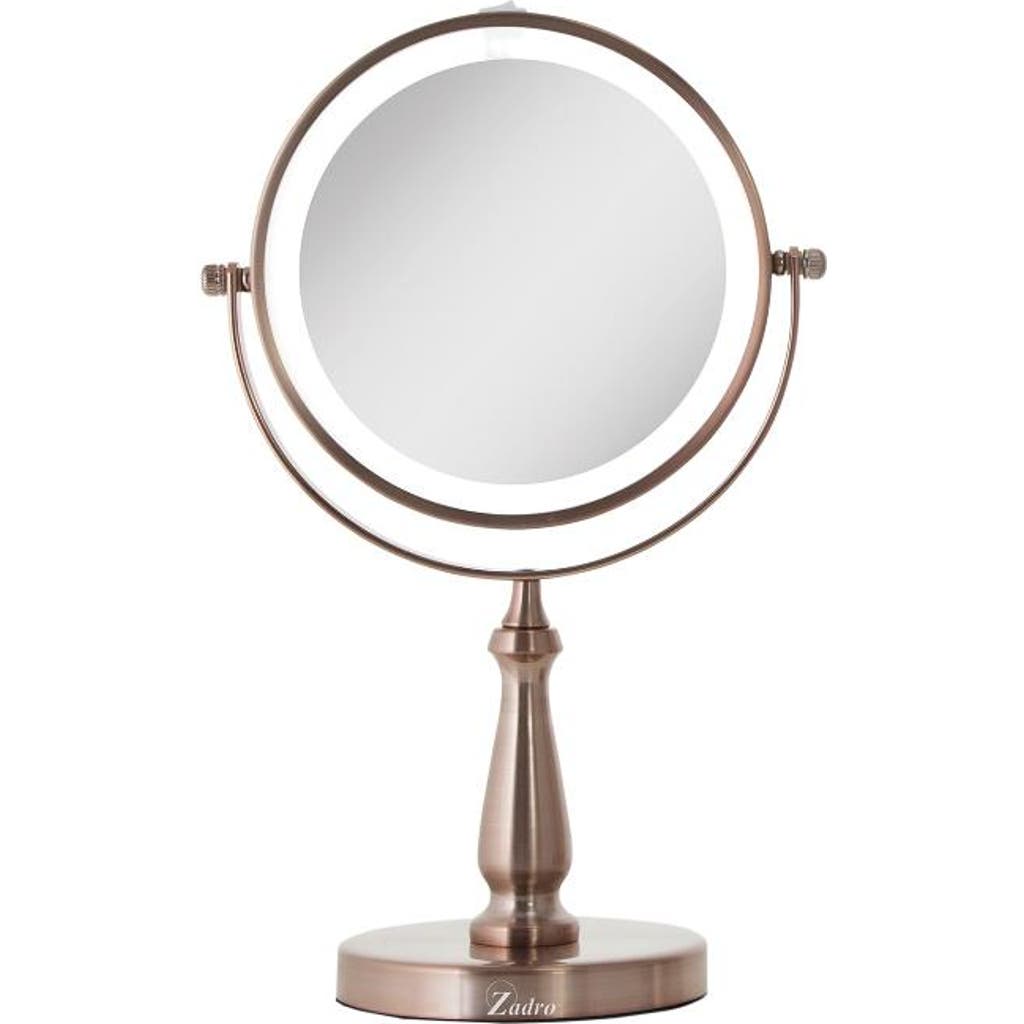 Zadro Lighted Makeup Mirror With 8x/1x Magnifications In Rose Gold