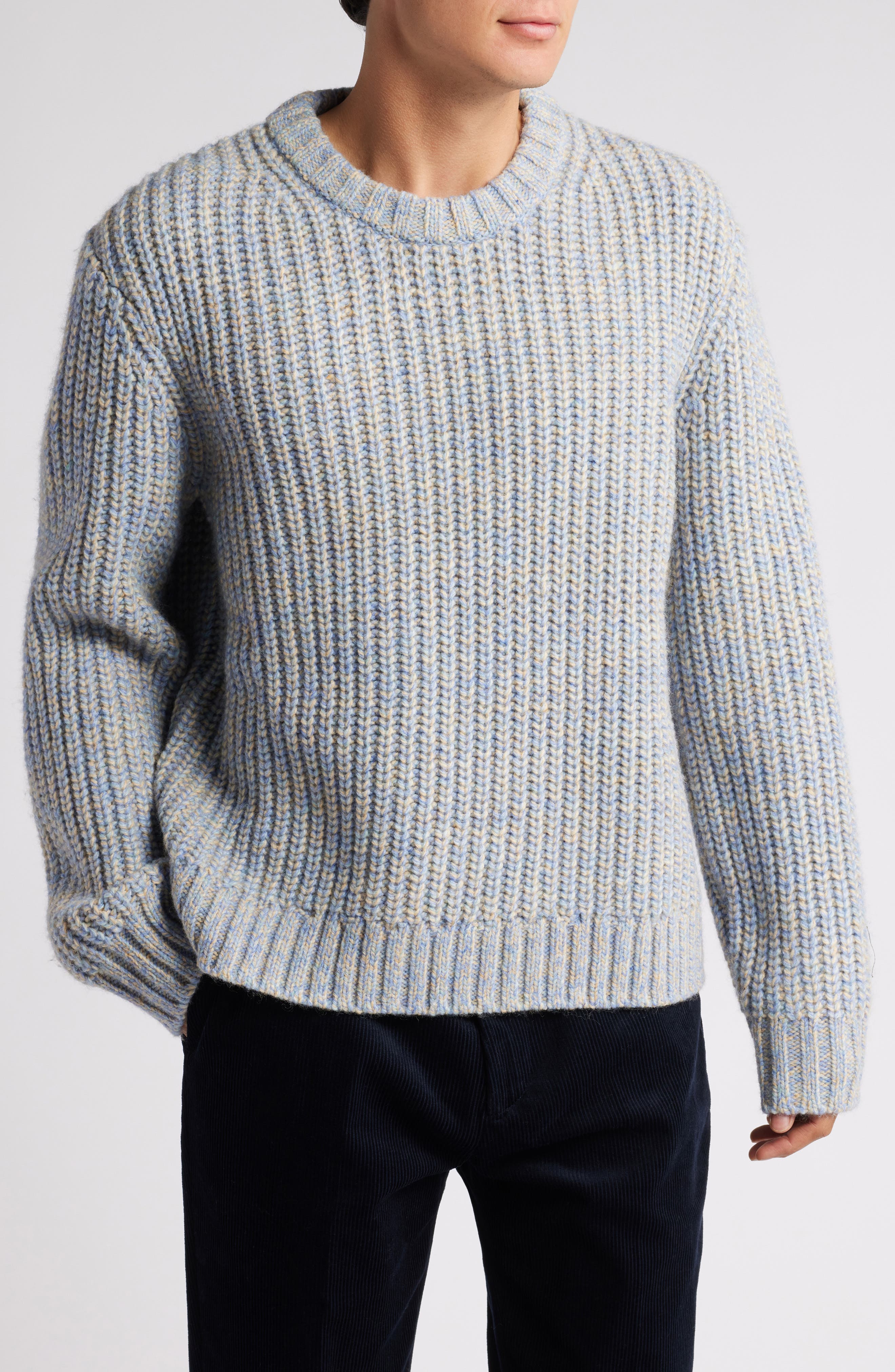 Wax London Wilde Crewneck Wool Blend Sweater in Blue 