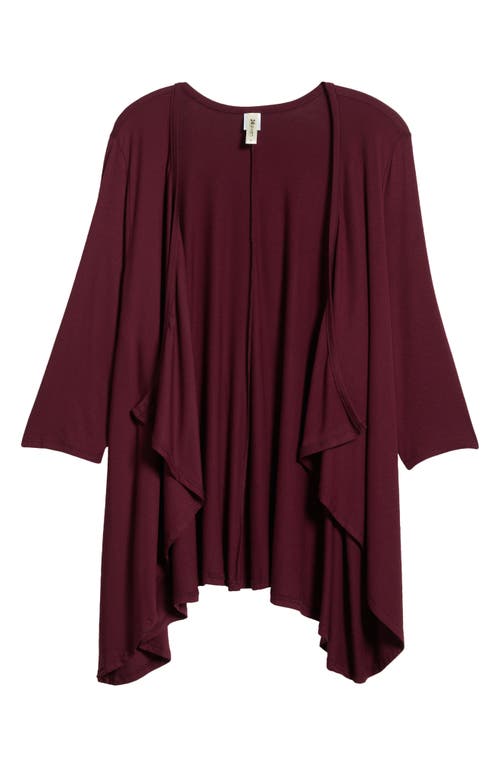 Shop 24seven Comfort Apparel Open Front Cardigan In Wine