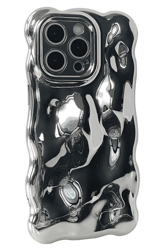 Auramma Chrome Bubbles Iphone 15 Pro Case In Silver