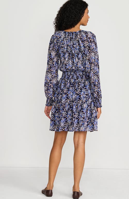 Shop Lands' End Chiffon Clip Dot Dress In Navy/cornflower Star Floral