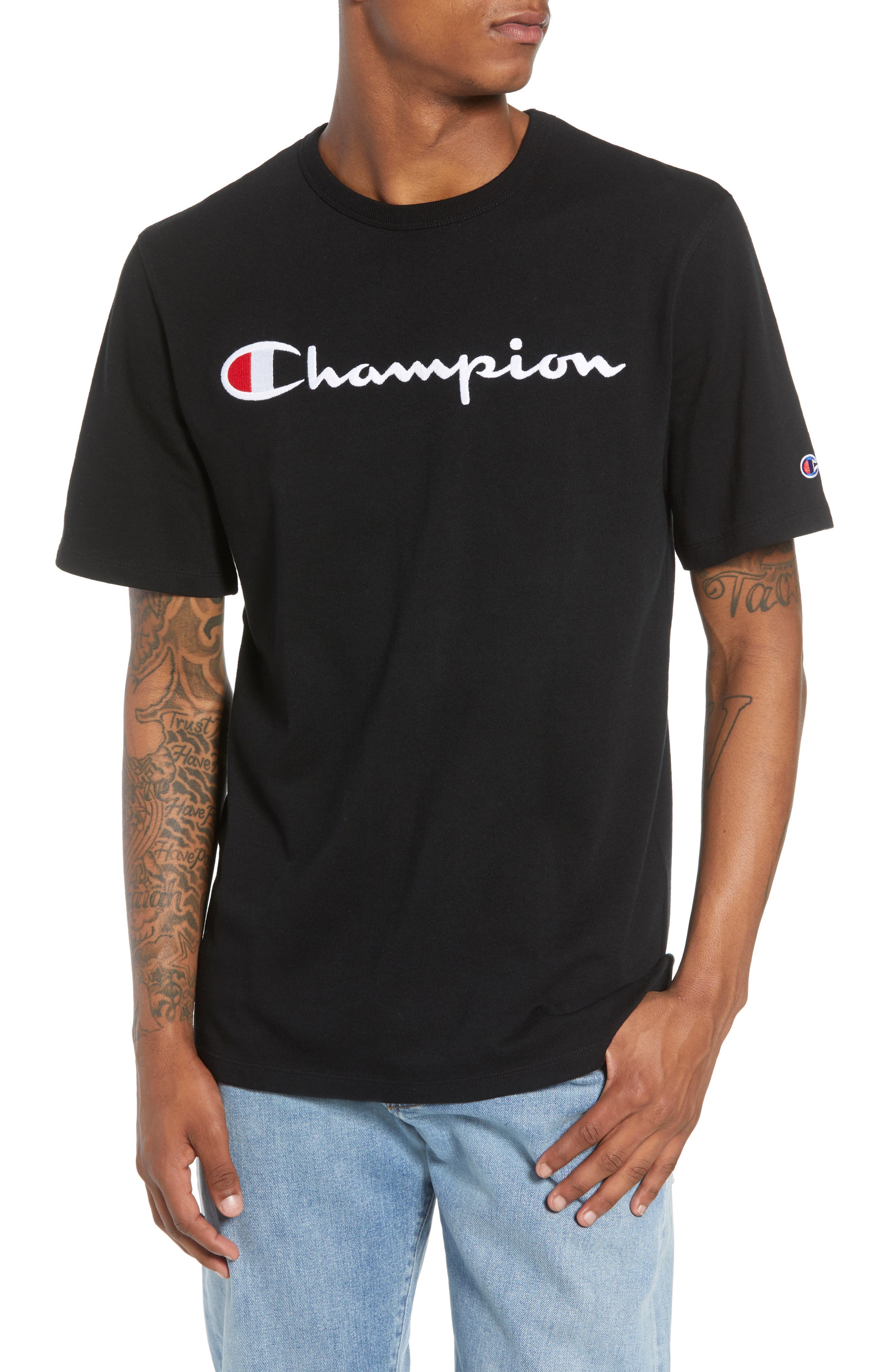 champion embroidered logo tee