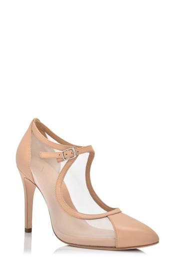 Joan Oloff Rebecca Mesh Pump In Beige Lux Nappa/mesh