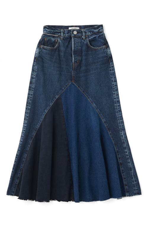 Vicksburg Patchwork Denim Skirt in Dark Blue