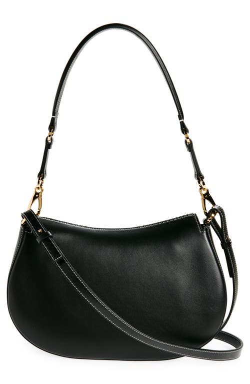 Shop Valentino Garavani Small Vlogo Leather Saddle Shoulder Bag In Nero