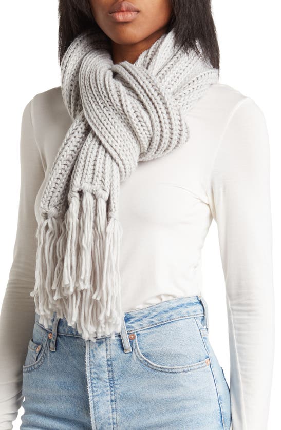 Melrose And Market Metallic Chunky Knit Scarf In Gray