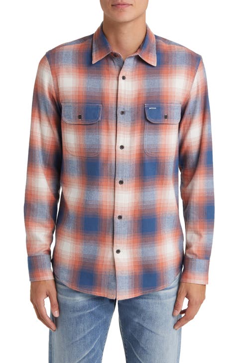 Trim Fit Plaid Flannel Button-Up Shirt