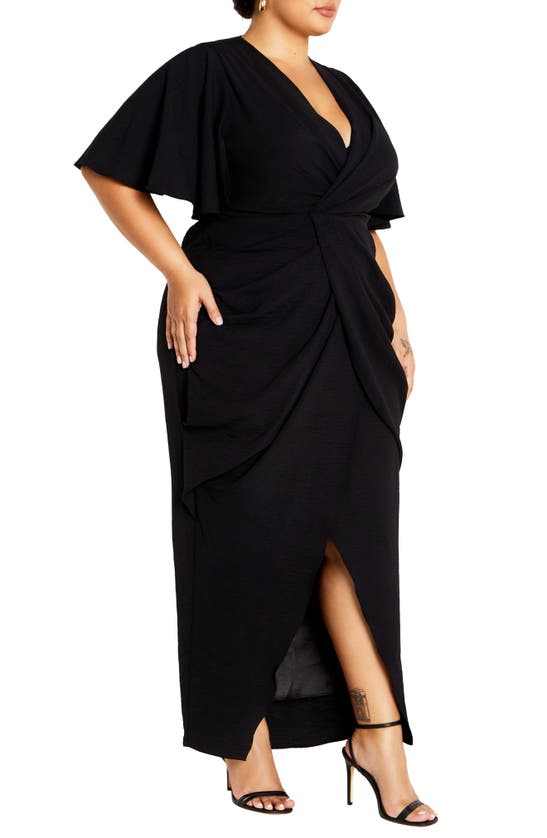 Shop City Chic Braelynn Textured Crepe Maxi Dress In Black