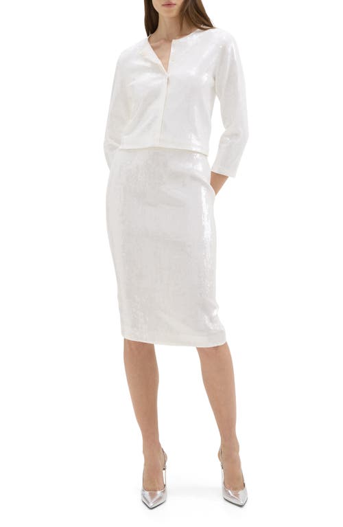 Theory Sequin Slim Fit Pencil Skirt In White