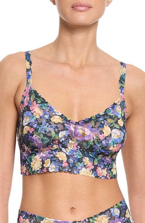 Hanky Panky Printed V-neck Retro Lace Bralette In Dream Garden Black