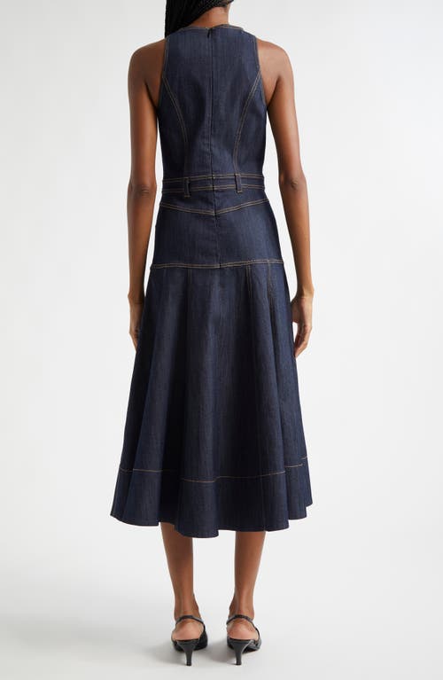 Shop Cinq À Sept Baran Sleeveless Denim Midi Dress In Indigo