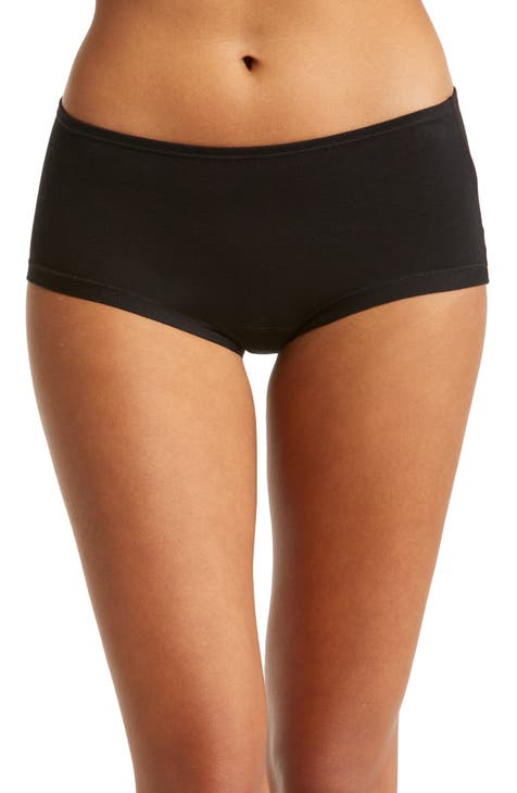 Buy online Women Black Cotton Blend Boy Shorts Panty from lingerie