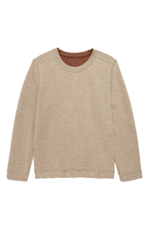 Johnston & Murphy Kids' Solid Reversible Crewneck Long Sleeve T-shirt In Rust/oatmeal