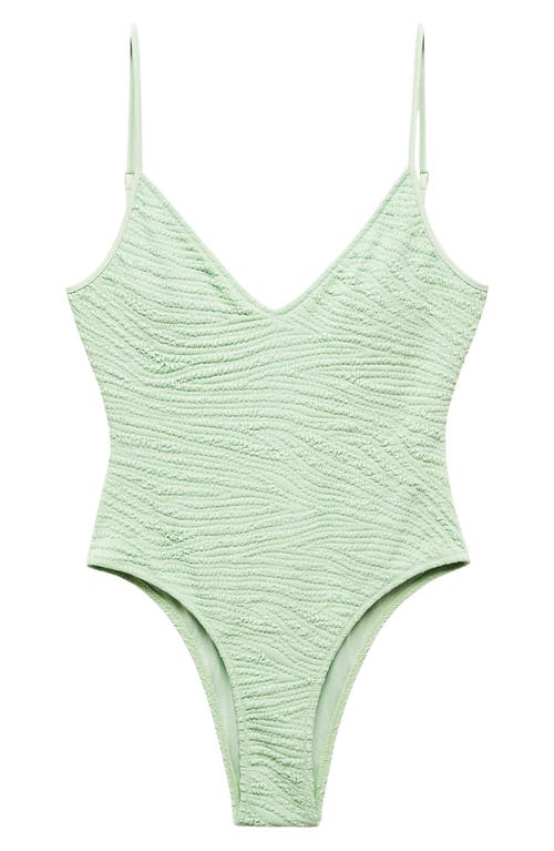 Shop Mango Samos Textured One-piece Swimsuit In Turquoise - Aqua