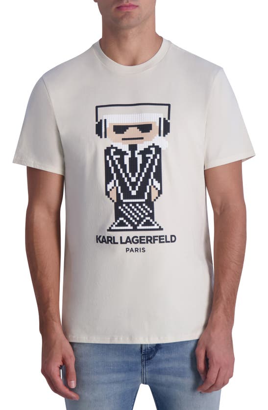 Karl Lagerfeld Kocktail Textured Logo T-shirt In Natural