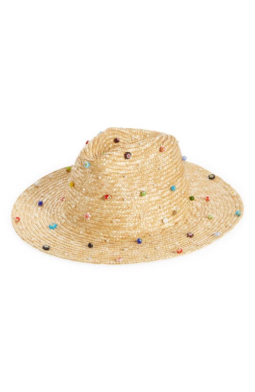 Lele Sadoughi Fiore Embellished Straw Hat in Variopinta