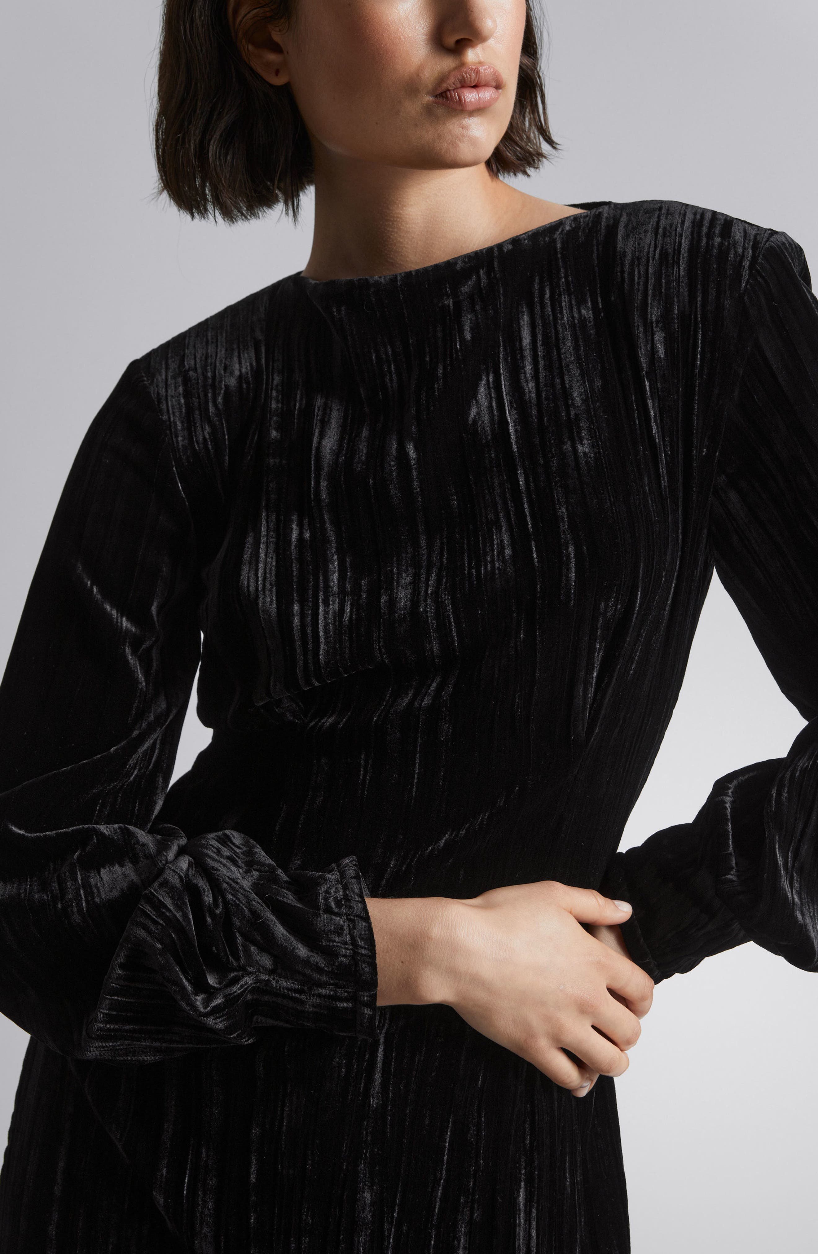 Isabel Marant crushed-velvet long-sleeve top - Black