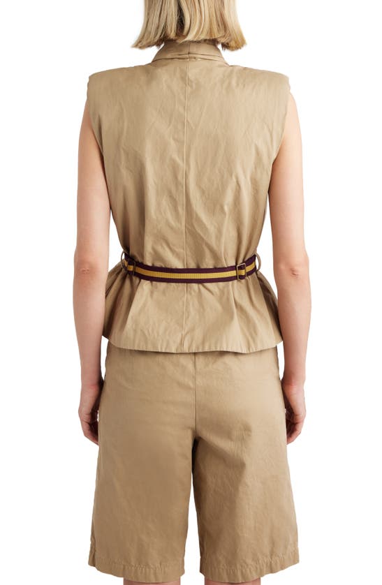 Shop Dries Van Noten Belted Stonewashed Cotton Twill Wrap Vest In Beige