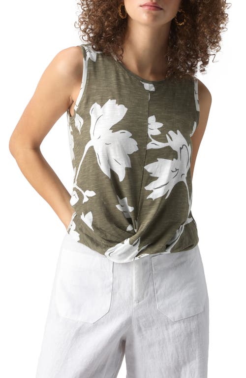 Twisted Floral Cotton Blend Tank in Plant Life