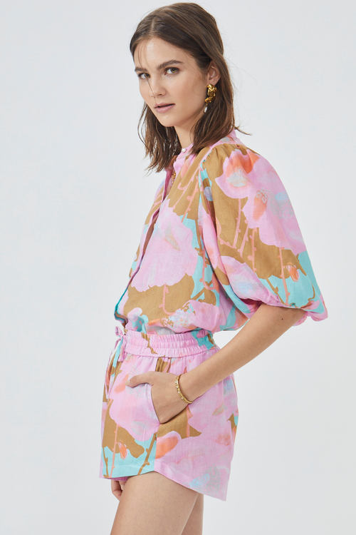 Lanhtropy Bubble Linen Shirt In Aquarela