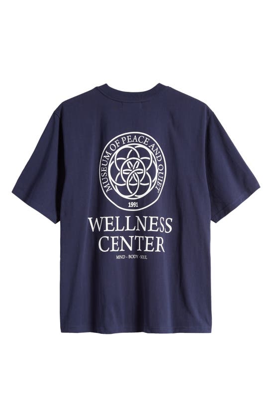 Shop Museum Of Peace And Quiet Wellness Center Cotton Graphic T-shirt In Navy