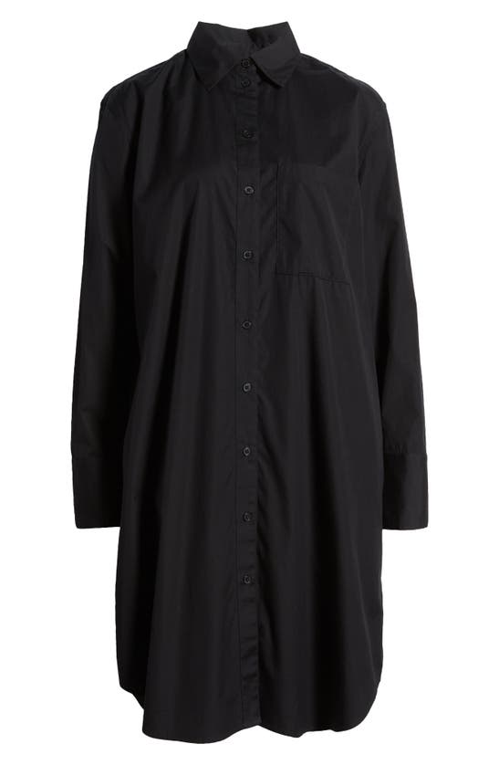 Shop Nordstrom Long Sleeve High-low Shirtdress In Black