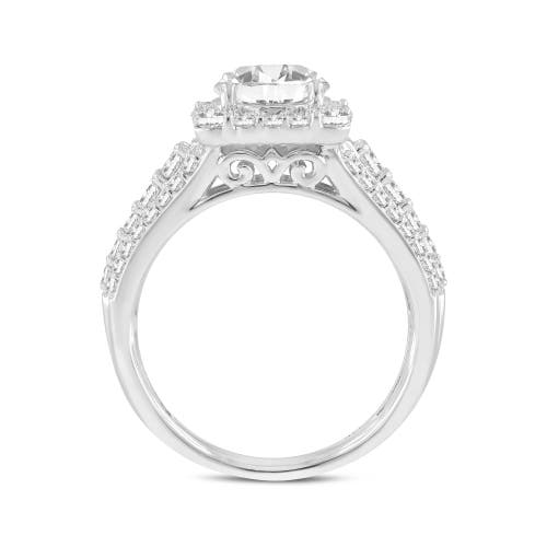 LUVMYJEWELRY LUVMYJEWELRY SIENNA 14K WHITE GOLD ROUND CUT LAB GROWN DIAMOND HALO ENGAGEMENT RING 