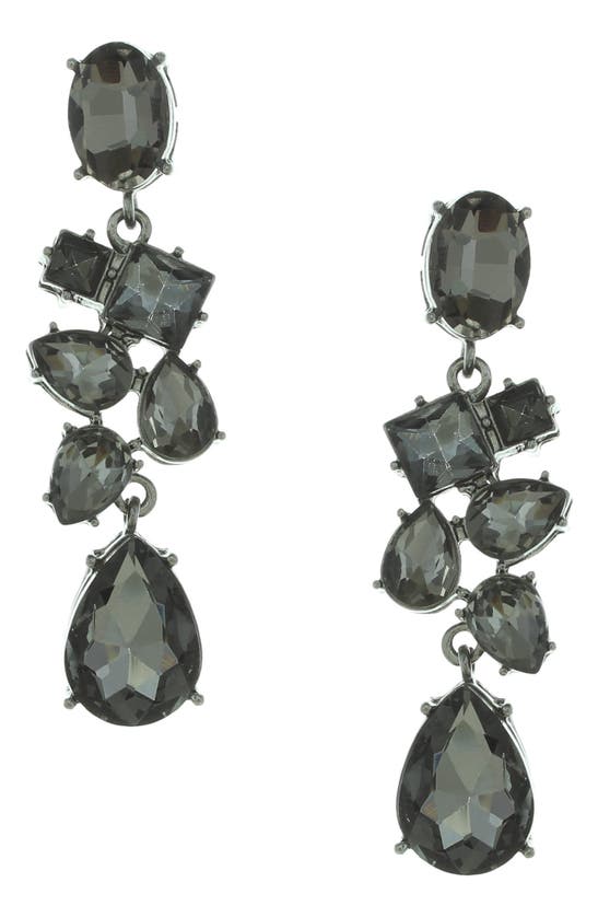 Olivia Welles Corrinne Crystal Statement Earrings In Gunmetal / Gray